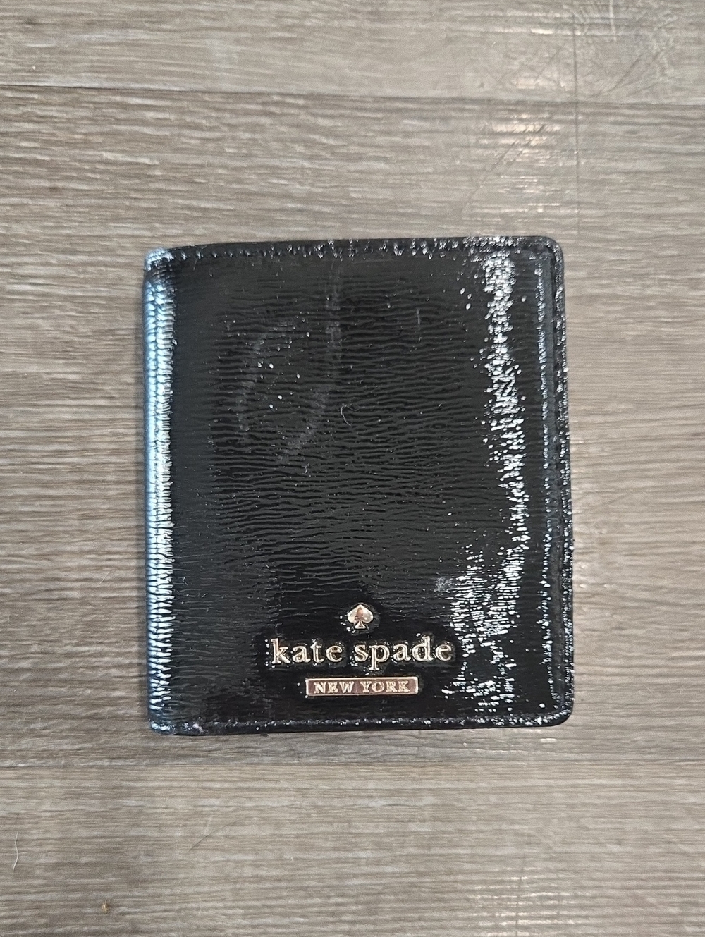 kate spade Black Patent Leather Card Holder with Logo